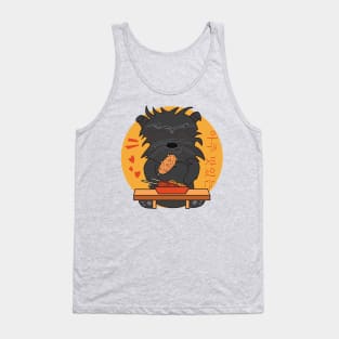 Affenpinscher eating Korean corn dog, Cute Affenpinscher, affenpinscher breed, i love my affenpinscher, funny affenpinscher, affenpinscher puppy, Monkey Terrier, cute animal friendly, cute pets Tank Top